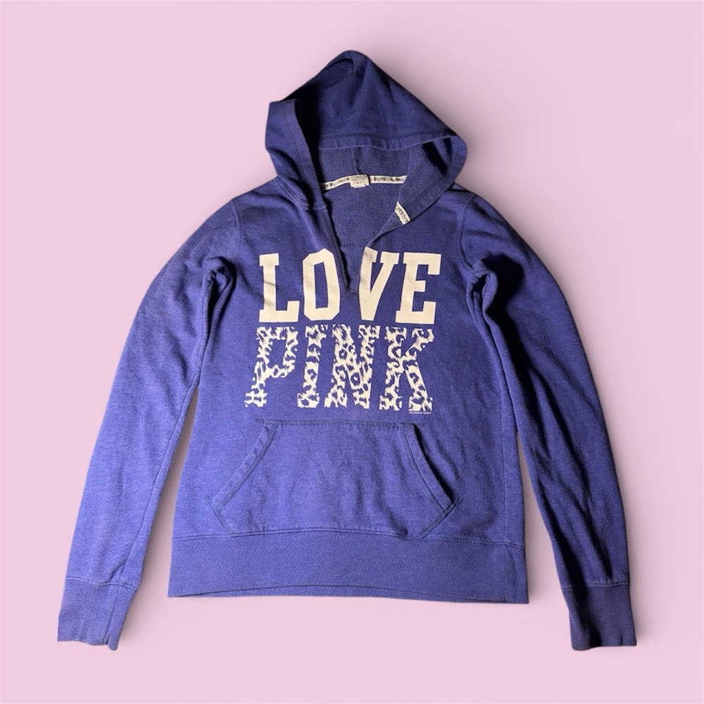 Y2K pink Victoria's Secret Purple Hoodie with White Print